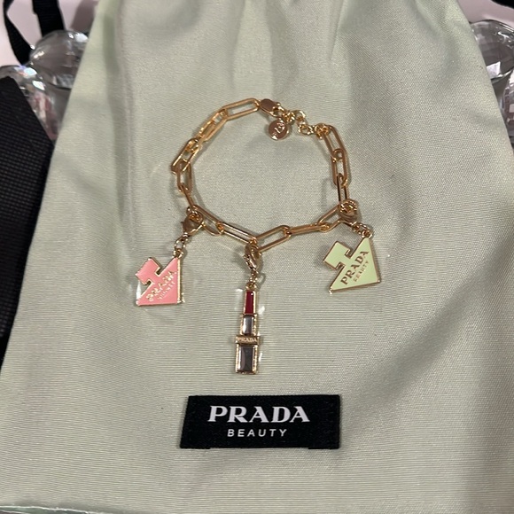 Prada Gold and Pink Charm Bracelet with Pouch & Sample - Picture 9 of 9